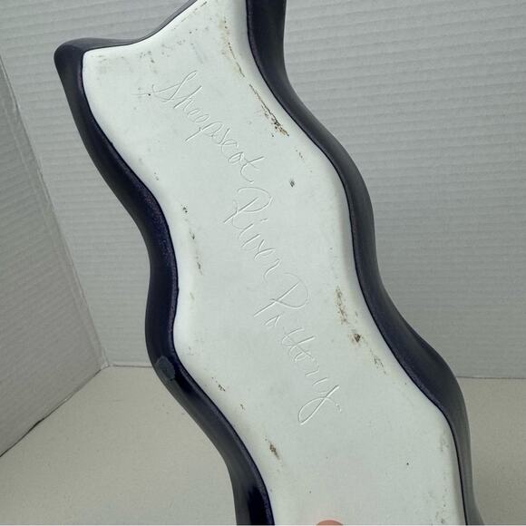 Sheepscot River Pottery Ocean Blue Wavy Tray Pink Glitter Serving Platter - Picture 4 of 8